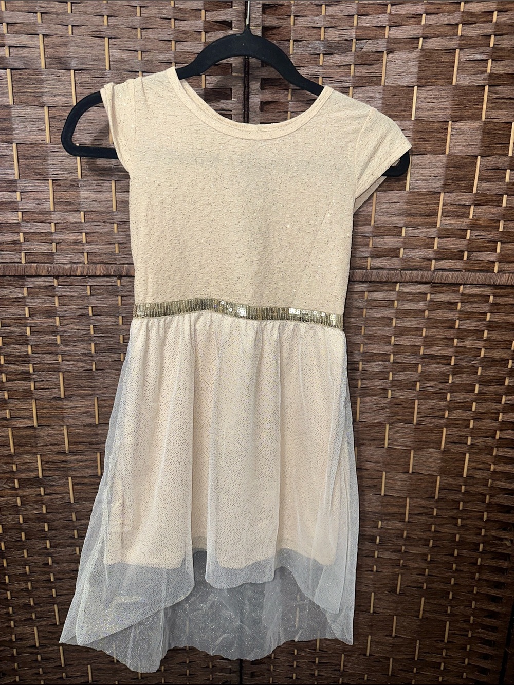 George Cream Tulle Dress with Sequin Waistband